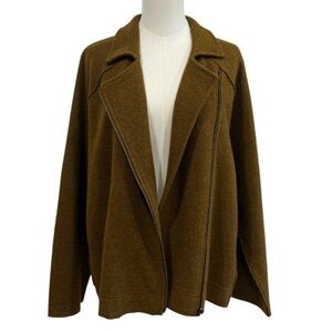 EILEEN FISHER Large Lightweight Boiled Wool Motorcycle Jacket GOLD LEAF NWT $388